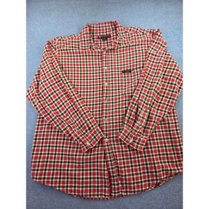 Vintage Polo Jeans Co Ralph Lauren Red Plaid Flannel Shirt Mens XL Grunge Flawed